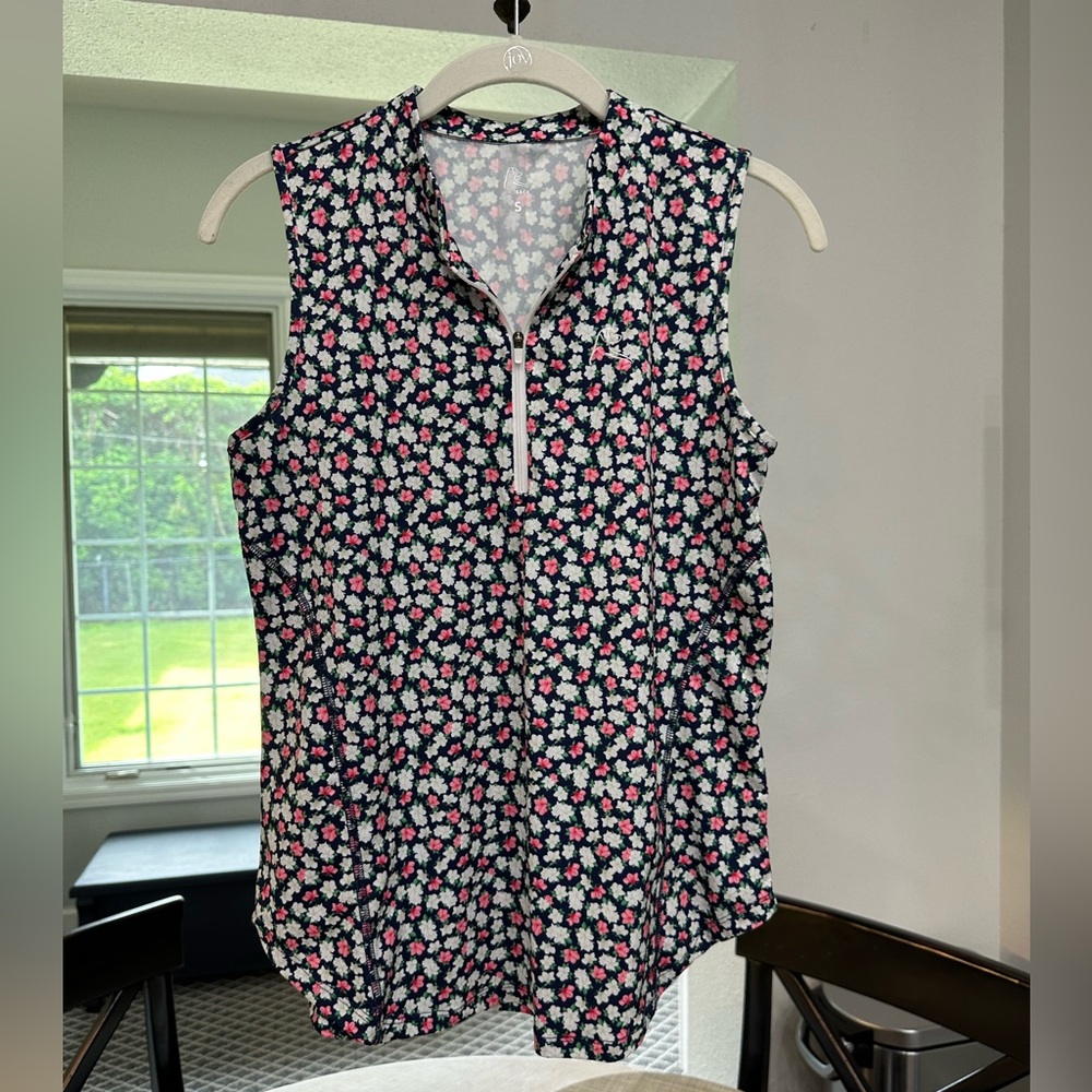 Ladies Rhoback Sleeveless Performance Q- Zip. Size Small. Flower print